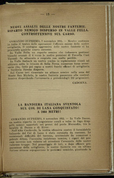 Il diario della nostra guerra : bollettini ufficiali dell'esercito e della marina